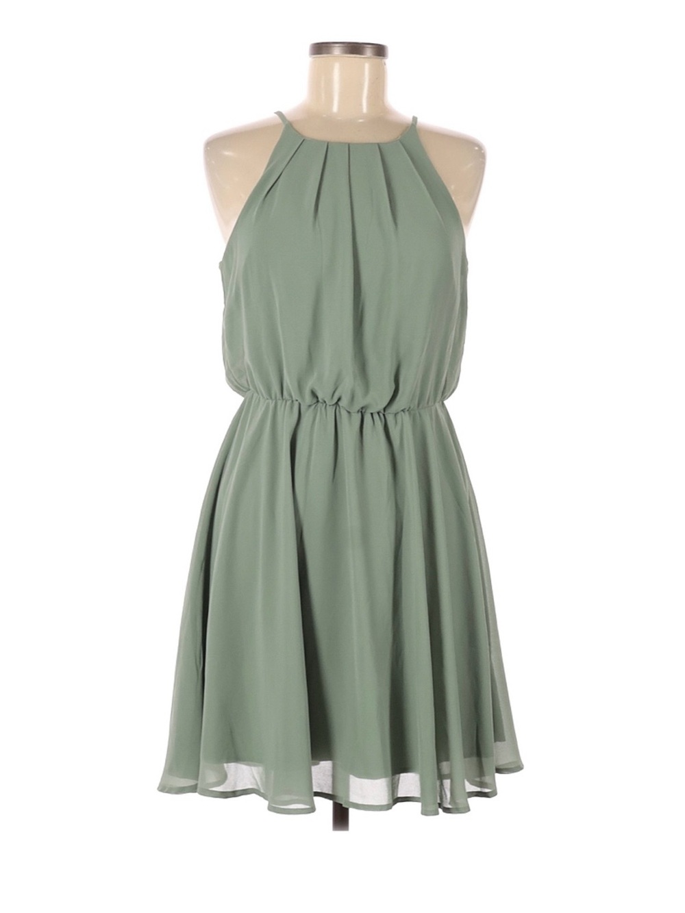 miami Sage Green Halter Mini Dress